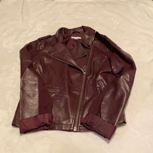 Burgundy faux leather jacket from New York and Company